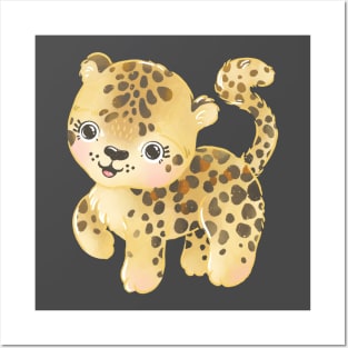 Cute cartoon leopard Posters and Art